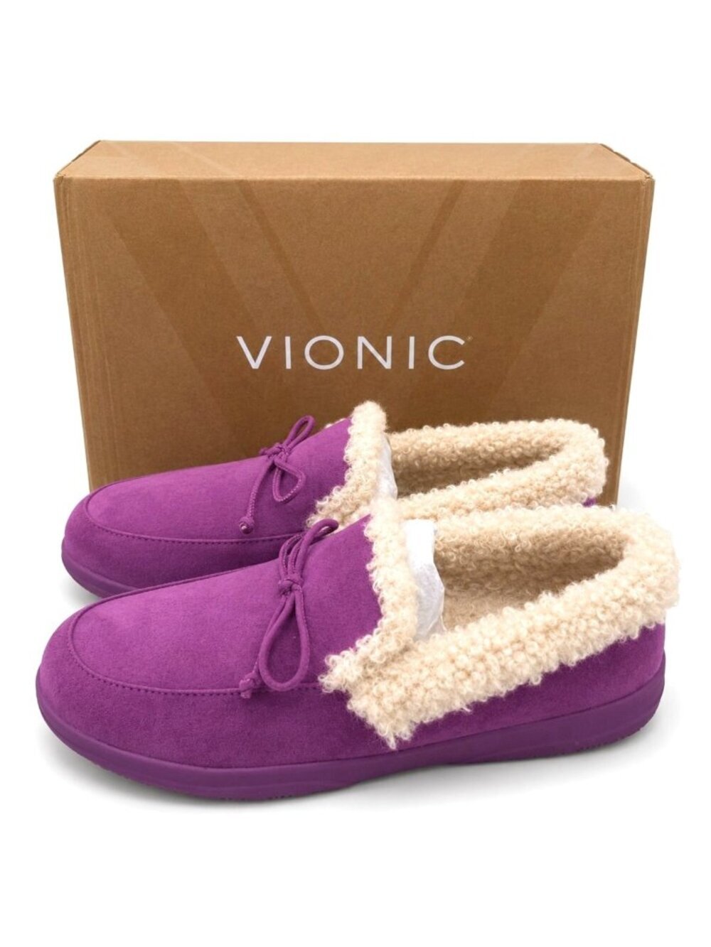 Vionic Claribel Supportive Opulent Berry Shearling Slipper Women 9.5 Orthotic
